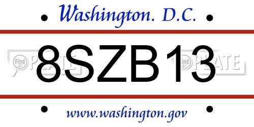 8SZB13 District Of Columbia License Plate