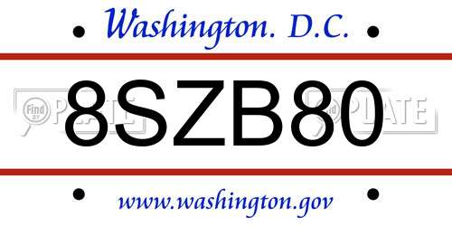 8SZB80 District Of Columbia License Plate