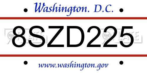8SZD225 District Of Columbia License Plate