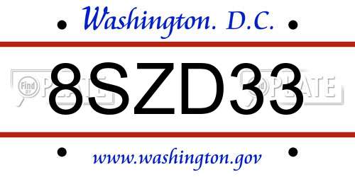 8SZD33 District Of Columbia License Plate