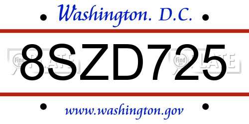 8SZD725 District Of Columbia License Plate