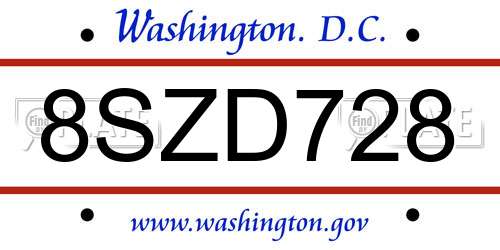 8SZD728 District Of Columbia License Plate