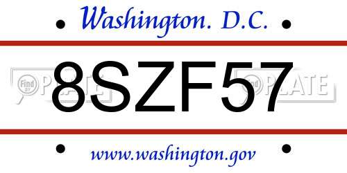 8SZF57 District Of Columbia License Plate