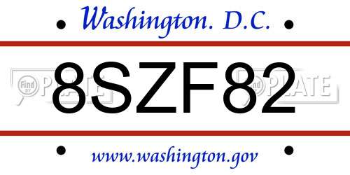 8SZF82 District Of Columbia License Plate
