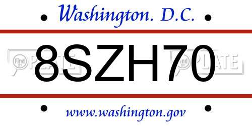 8SZH70 District Of Columbia License Plate