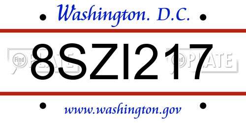 8SZI217 District Of Columbia License Plate