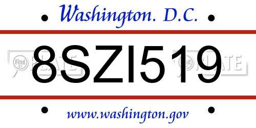 8SZI519 District Of Columbia License Plate