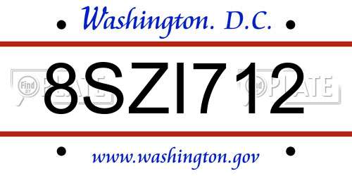 8SZI712 District Of Columbia License Plate