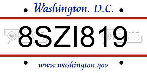 8SZI819 District Of Columbia License Plate