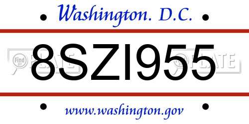 8SZI955 District Of Columbia License Plate