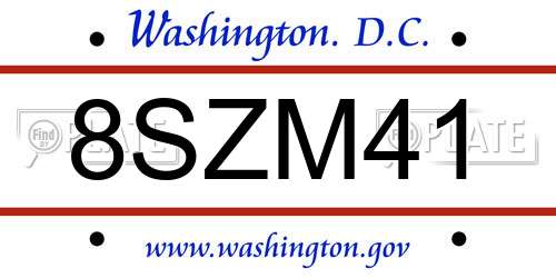 8SZM41 District Of Columbia License Plate