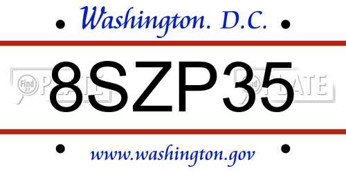 8SZP35 District Of Columbia License Plate