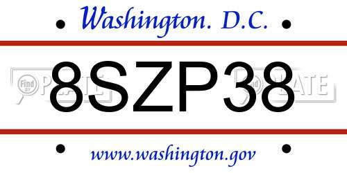 8SZP38 District Of Columbia License Plate