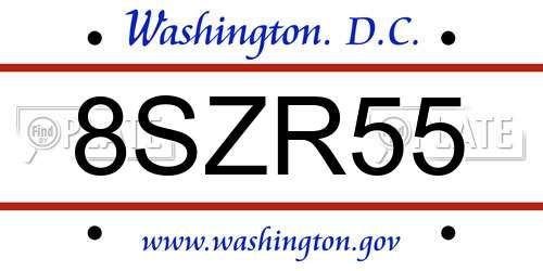 8SZR55 District Of Columbia License Plate