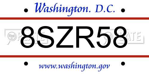 8SZR58 District Of Columbia License Plate