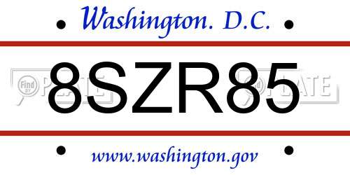 8SZR85 District Of Columbia License Plate