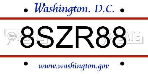 8SZR88 District Of Columbia License Plate