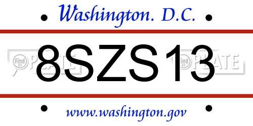 8SZS13 District Of Columbia License Plate