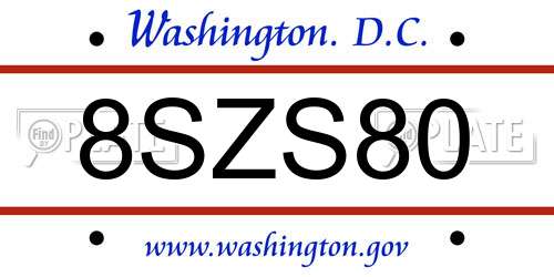 8SZS80 District Of Columbia License Plate