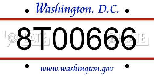 8T00666 District Of Columbia License Plate