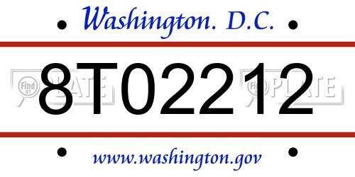 8T02212 District Of Columbia License Plate