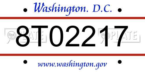 8T02217 District Of Columbia License Plate