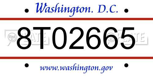 8T02665 District Of Columbia License Plate