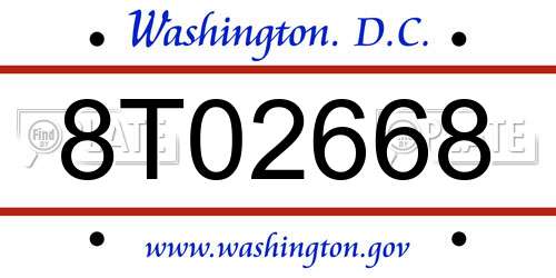 8T02668 District Of Columbia License Plate