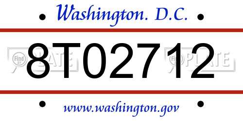 8T02712 District Of Columbia License Plate