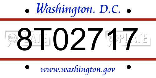 8T02717 District Of Columbia License Plate