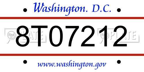 8T07212 District Of Columbia License Plate