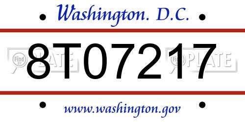 8T07217 District Of Columbia License Plate