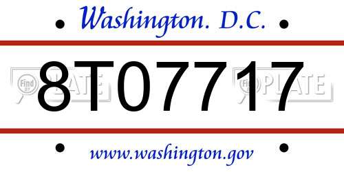 8T07717 District Of Columbia License Plate