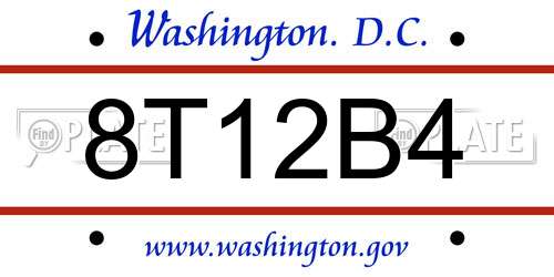 8T12B4 District Of Columbia License Plate