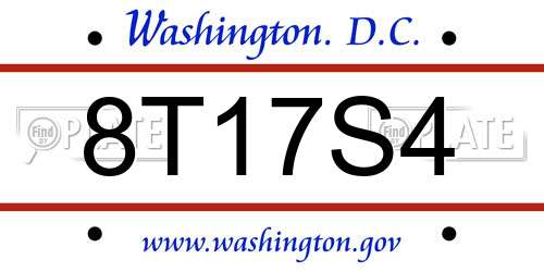8T17S4 District Of Columbia License Plate
