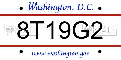 8T19G2 District Of Columbia License Plate