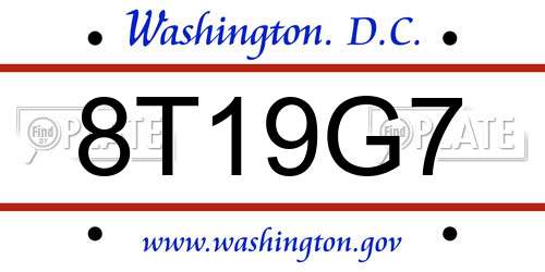 8T19G7 District Of Columbia License Plate