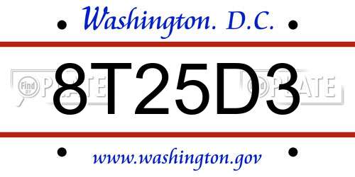 8T25D3 District Of Columbia License Plate