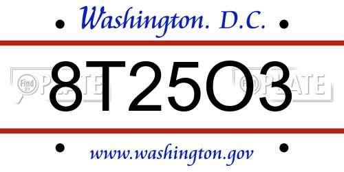 8T25O3 District Of Columbia License Plate