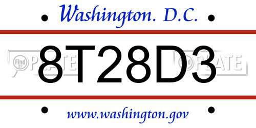 8T28D3 District Of Columbia License Plate