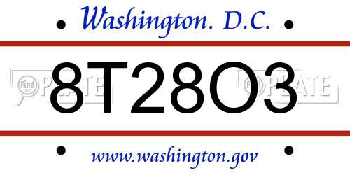8T28O3 District Of Columbia License Plate