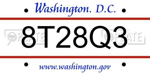 8T28Q3 District Of Columbia License Plate