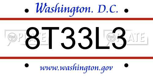 8T33L3 District Of Columbia License Plate