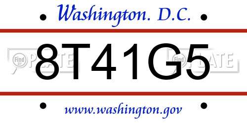 8T41G5 District Of Columbia License Plate