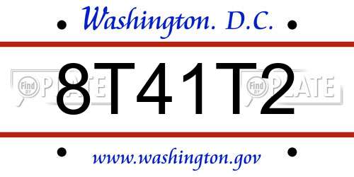 8T41T2 District Of Columbia License Plate