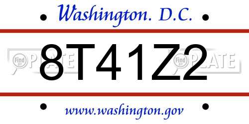 8T41Z2 District Of Columbia License Plate
