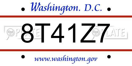 8T41Z7 District Of Columbia License Plate