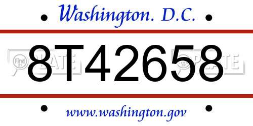 8T42658 District Of Columbia License Plate
