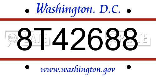 8T42688 District Of Columbia License Plate