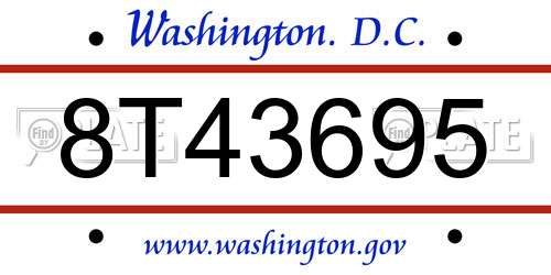 8T43695 District Of Columbia License Plate